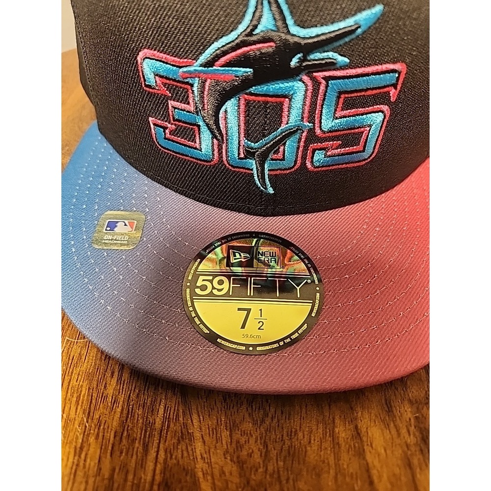 New Era Miami Marlins MLB City Connect 305 Mutlicolor 59Fifty Fitted Hat 7 1/2 - Picture 2 of 5